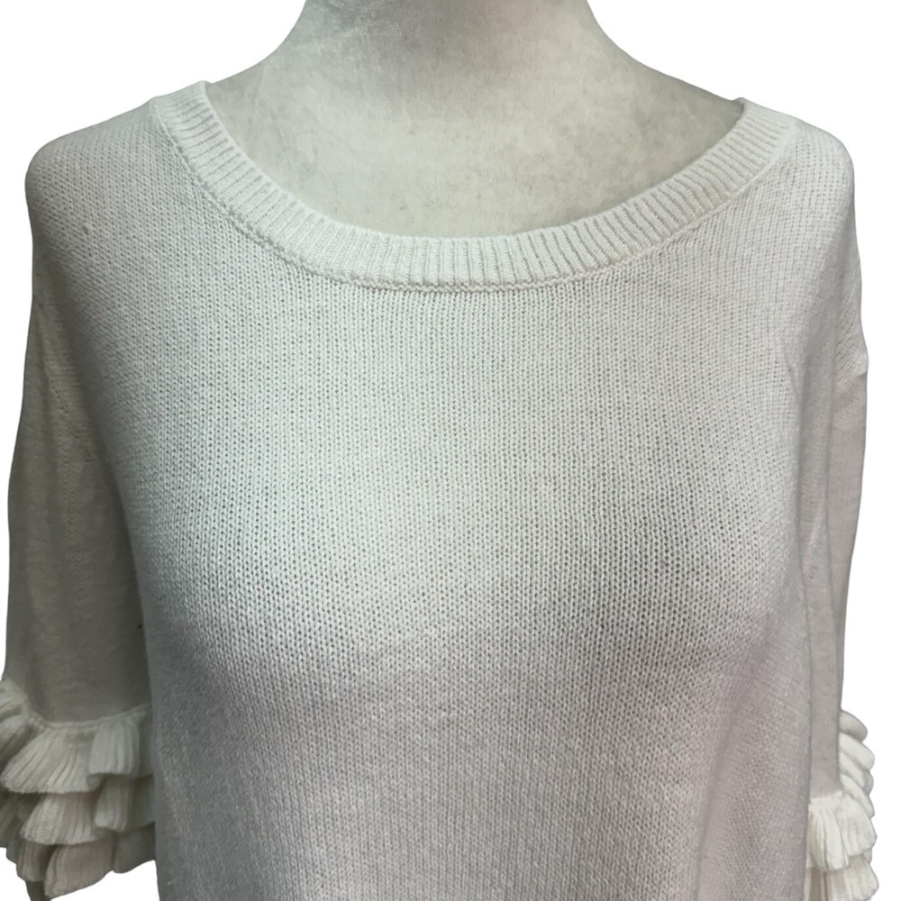 Michael Kors 100% Cotton Long Sleeve Round Neck Ruffle Sleeve Sweater Size Xl - Picture 5 of 14